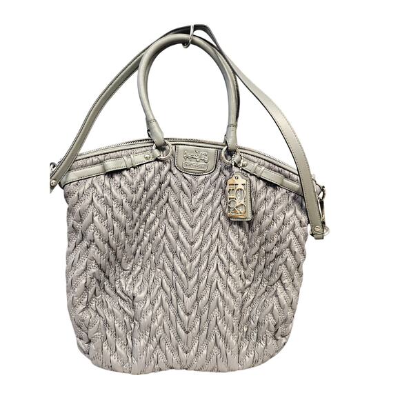 Coach 70th Anniversary Quilted Satchel Shoulder Bag Gray